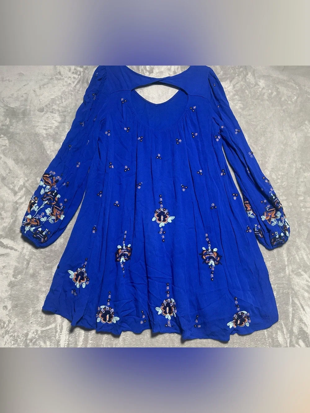 Free People Oxford Embroidered Swing Mini Dress Women’s Medium Blue